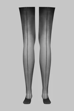 LegwearBas coupés roulés coutures Lurex 20D - Noir/Argent
