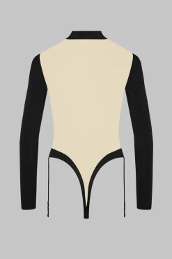 Pure TentationBody string col V manches longues porte-jarretelles